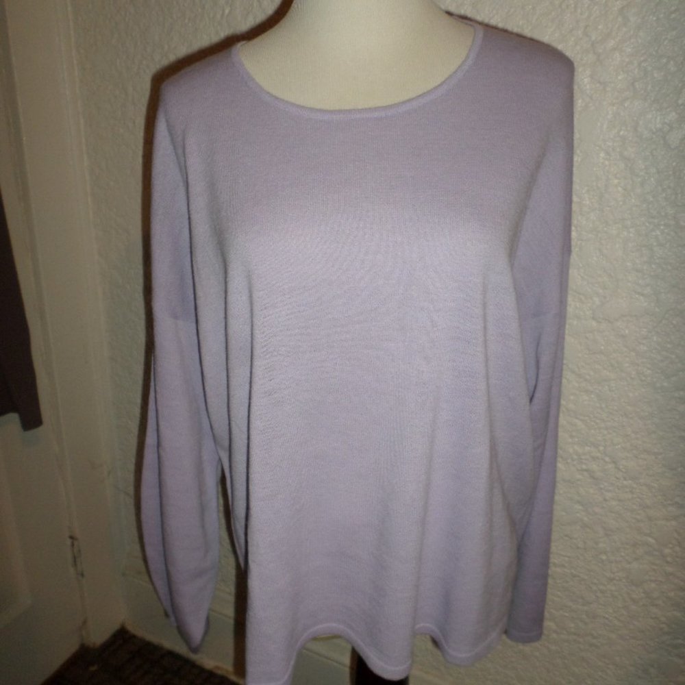 Eileen Fisher Round Neck Washable Wool Box Top L NWT